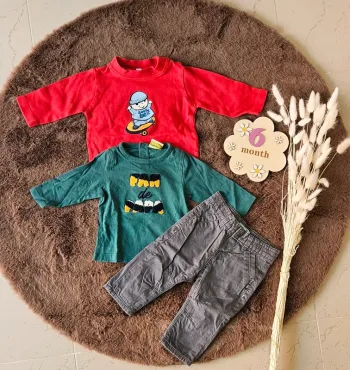Lot de 2 sous pull et 1 jeans  6 mois  fan de papa et skate garçon tape à l'œil