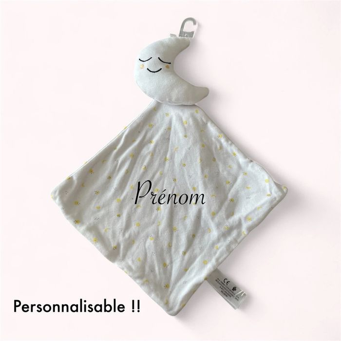 Peluche doudou plat 38cm Simba toys lune blanc et jaune neuf - photo numéro 5