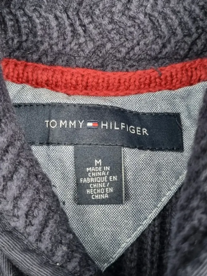 Pull col châle Tommy Hilfiger – Bleu marine – Taille M Hommes (mesures en photos) - photo numéro 6
