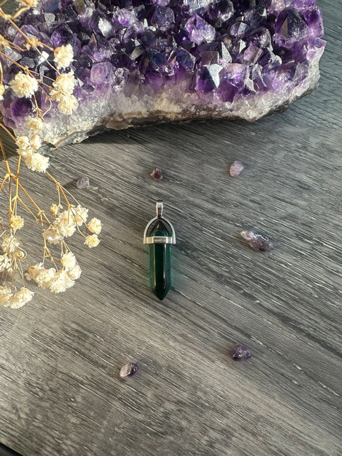 Pendentif pendule en cristal vert - Pierre naturelle