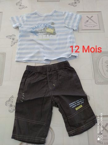 Ensemble 12 mois short et t -shirt manches courtes