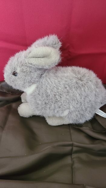 Peluche lapin gris blanc