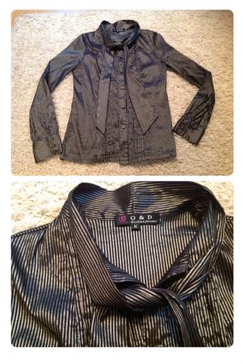 Chemisier rayé brillant noir gris T.38/40 neuf