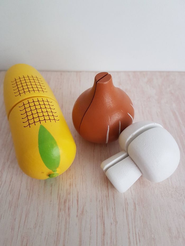 Balance du marché, fruits et légumes en bois à découper pour dînette - photo numéro 7