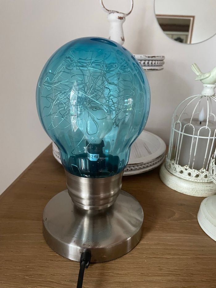 Lampe de chevet tactile ampoule bleue - photo numéro 2