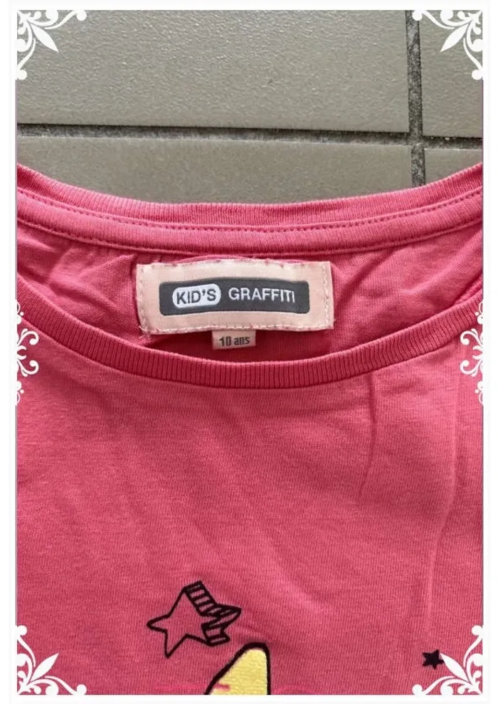 T-shirt rose Grafity enfant fille taille 10 ans - photo numéro 4
