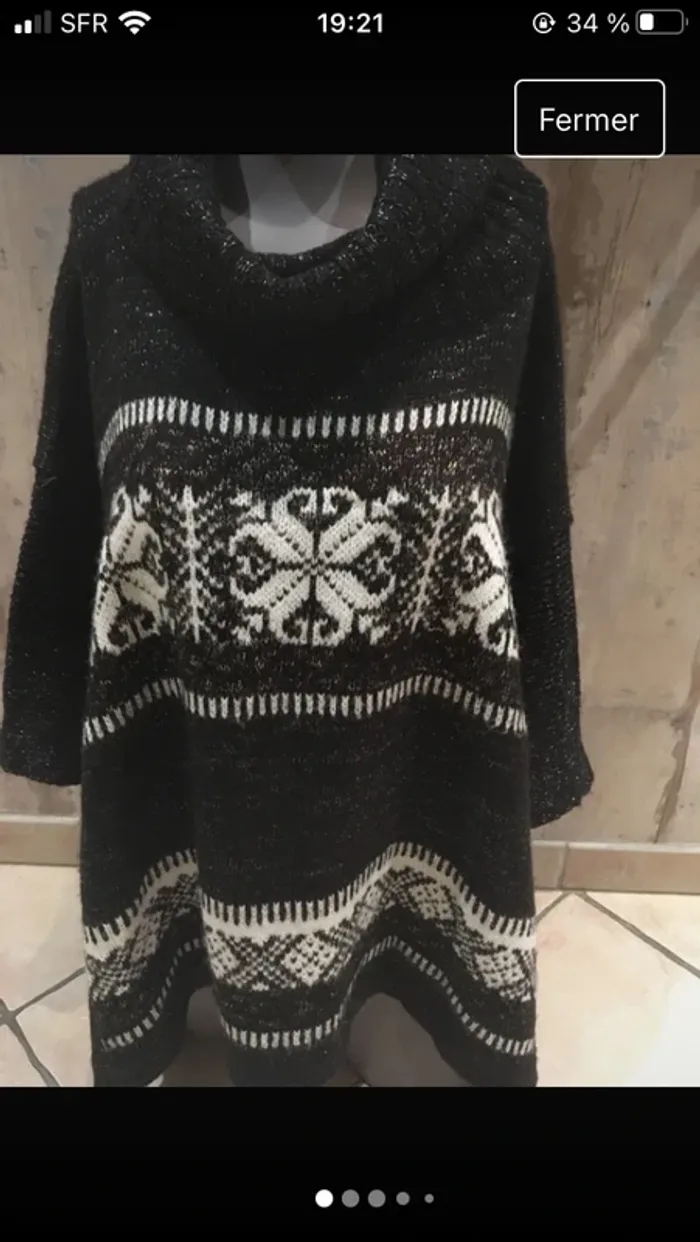 Superbe poncho en excellent état proche du neuf en 38/40 tout chaud - photo numéro 7