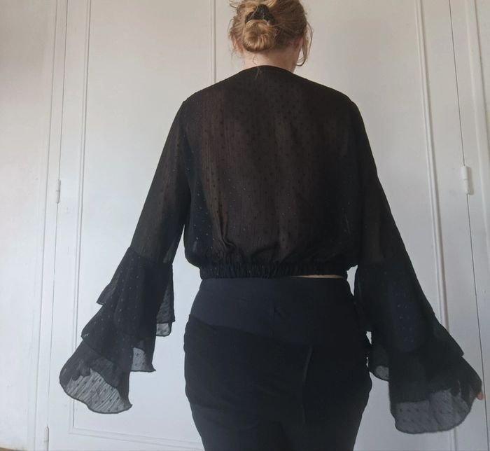 💎haut crop top sexy bohème noir Point scintillant taille unique xs s m femme - photo numéro 8