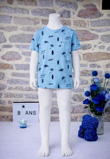 T-shirt manches courtes bleu Surf and Beach Garçon taille 8 ans marque Vertbaudet 🎸