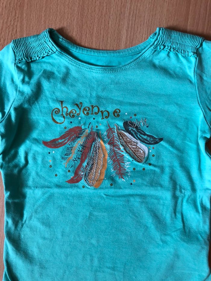 Joli T-shirt ML turquoise T. 3 ans 98 cm Orchestra TBE - photo numéro 3