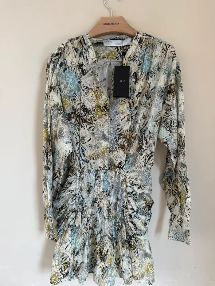 Robe IRO imprimée bleu vert