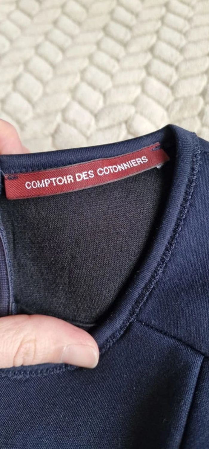 Robe Comptoir des cotonniers neoprene bleu marine courte patineuse taille 38 - photo numéro 3