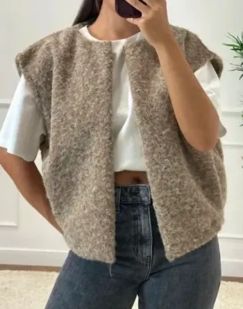 Veste sans manches couleur taupe