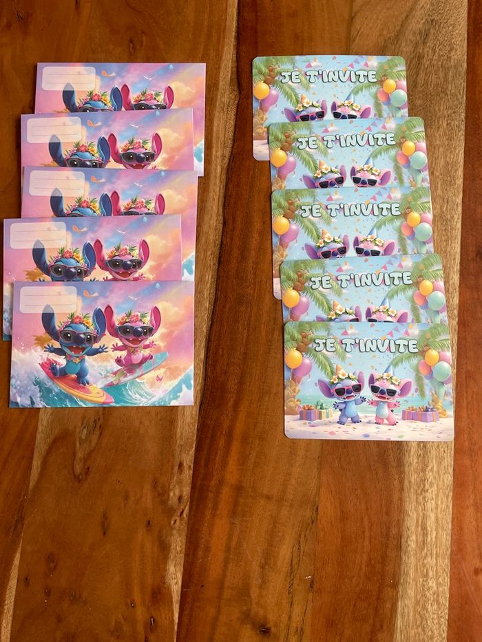 Lot cartes d’invitation avec enveloppe Stitch