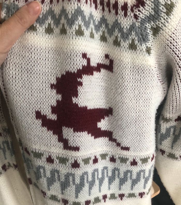 Veste réversible laine avec motifs rennes vintage taille 46 bon état. - photo numéro 14