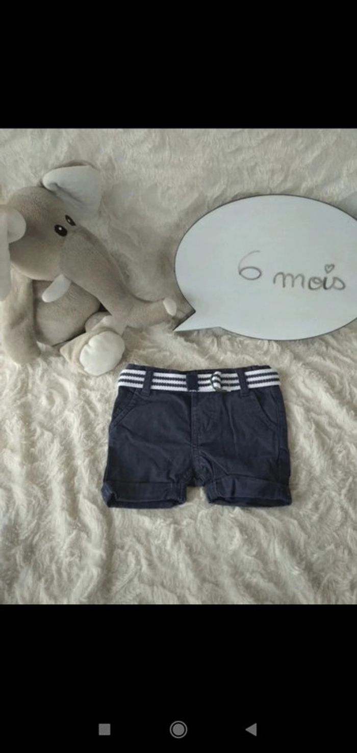 Short Garçon 6 mois avec ceinture Petit Pirate Gémo 100% coton