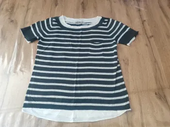 T-shirt Kookaï – L – Marinière Blanc/Marine – État : Excellent