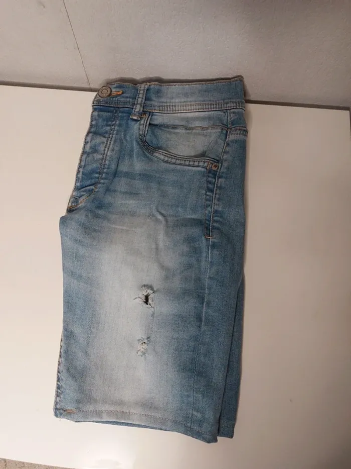 Short en jeans bleu clair skinny " alcott&co " - photo numéro 2