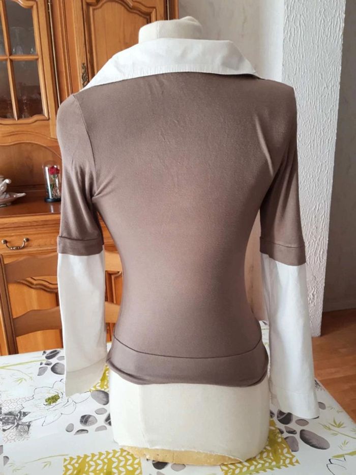 Haut marron/blanc - photo numéro 2
