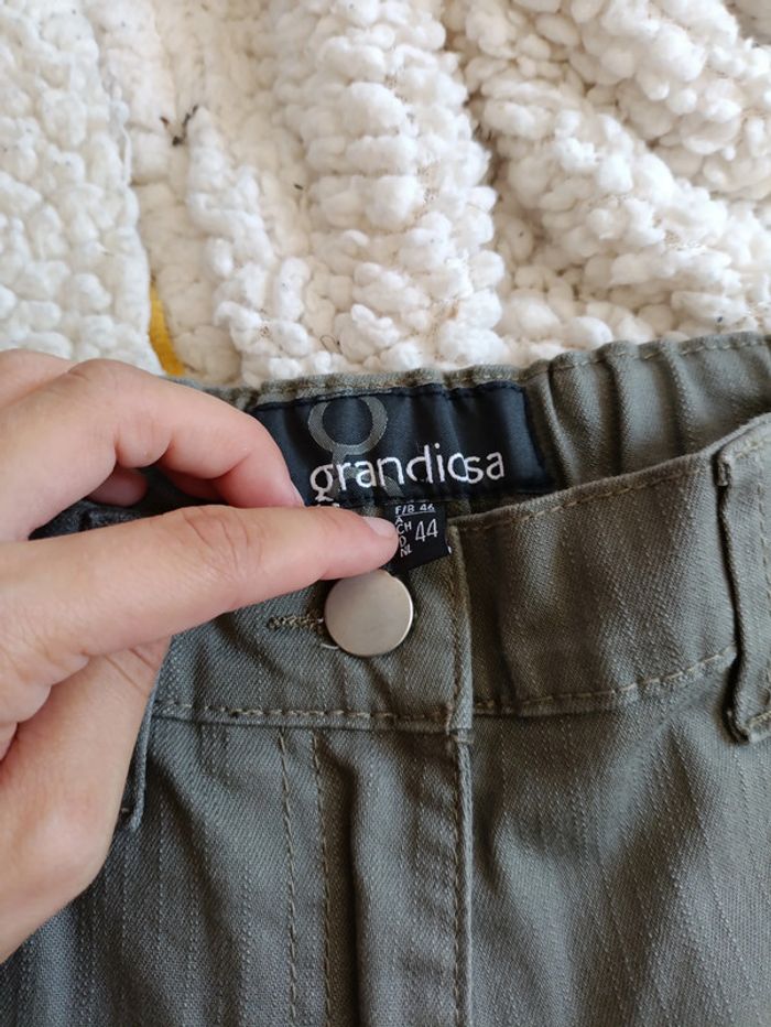 Pantalon droit kaki clair – Grandiosa – coton stretch - photo numéro 2