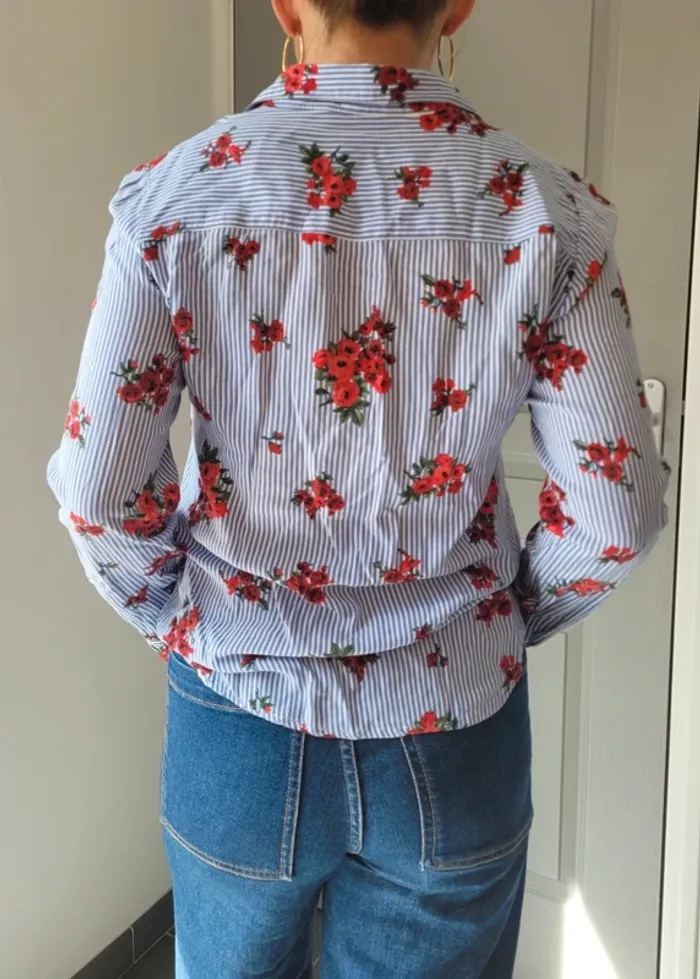 Chemise camaïeu rayée fleurie - photo numéro 4
