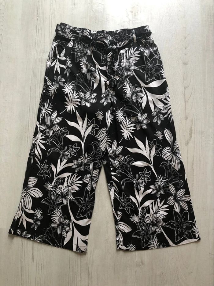 BB- pantalon imprimé noir /blanc 3/4 large « Tissaia » T 40 NEUF