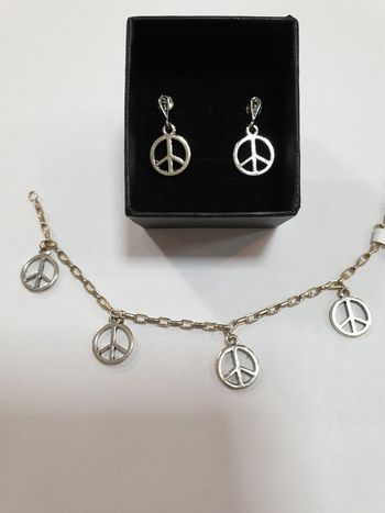 Boucles d'oreilles NEUVES argent 925 peace and love