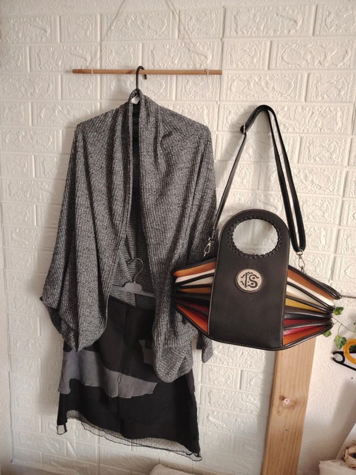 Ensemble jupe, cardigan et sac accordéon - photo numéro 3
