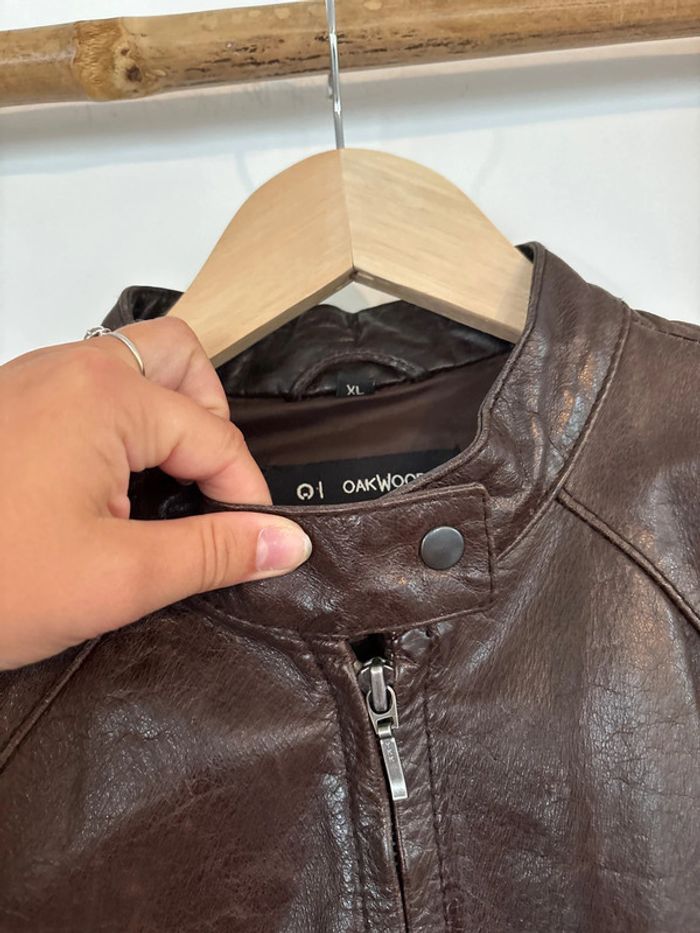 Veste en cuir de buffle marron Vintage Oakwood - photo numéro 3
