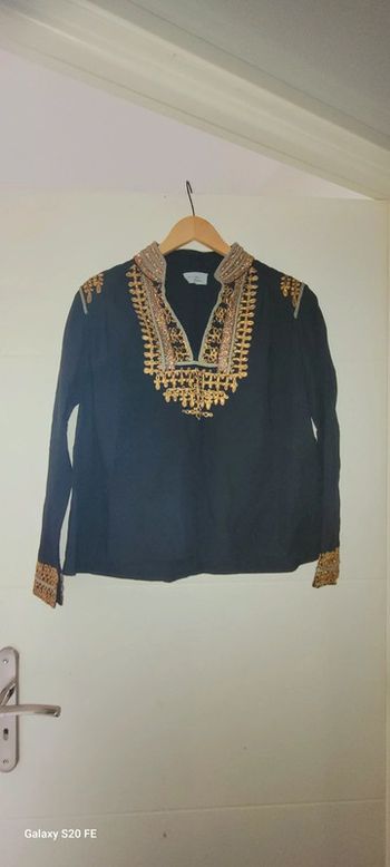 Superbe blouse brodée au fil doré taille 36 my sunday morning parfait état