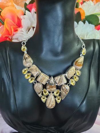 Collier en argent sterling avec pierres citrine et jaspe picture