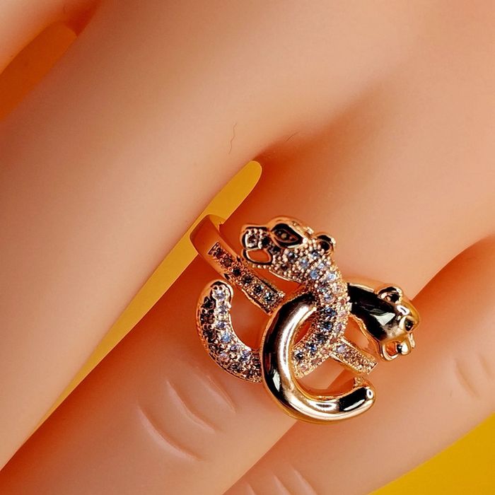 Bague cc panthère  En acier inoxydable + zircons  taille Française 54.4 = 17.3 mm - photo numéro 3
