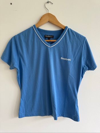 T-shirt manches courtes col V bleu reebok 12 ans