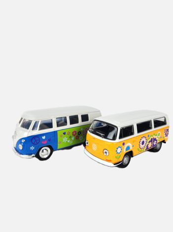 Lot 2 Bus Volkswagen Miniatures - Welly - Bleu & Jaune