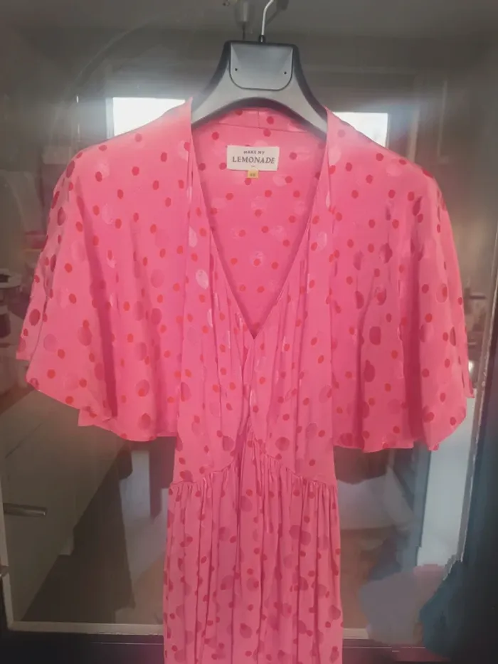 Robe rose longue à pois dos ouvert Make My Lemonade Taille 38 En très bon état - photo numéro 2