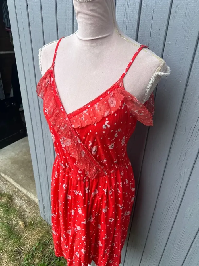 Robe d’été coloré décolleté blanche rouge fleurie légère doublée one step 36/S - photo numéro 3