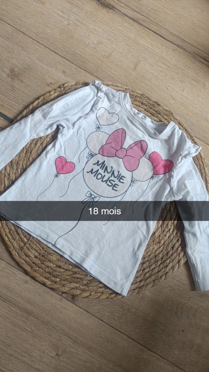 T-shirt manches longues Minnie blanc 18 mois disney