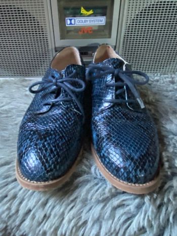 Chaussures plates bleues style lézard P38
