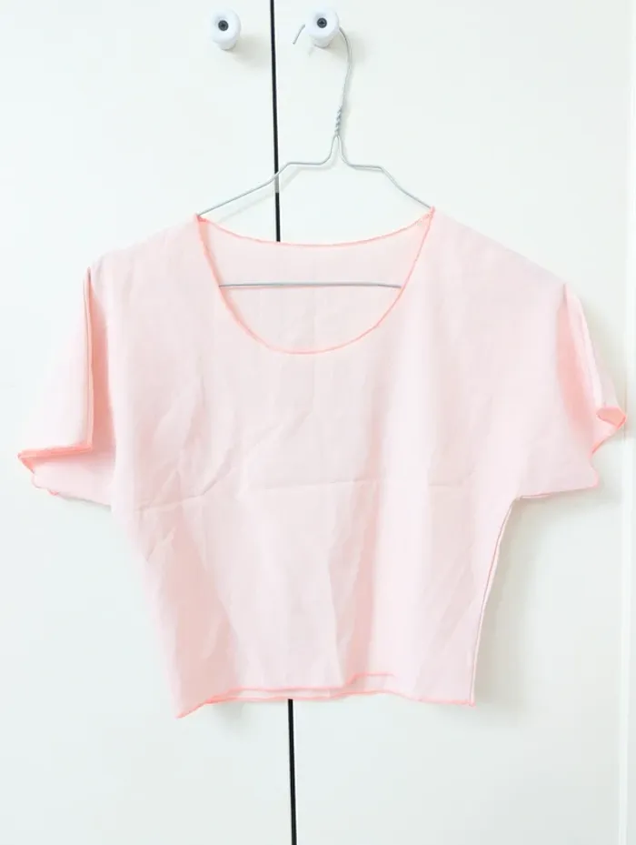 Top rose pâle manches courtes taille S 36 - photo numéro 5