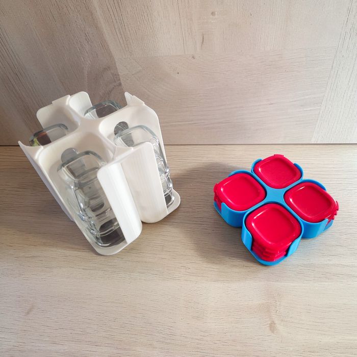 Rangement Blanc et Bleu Ciel 12 pots & 12 couvercles Multidélices - photo numéro 2