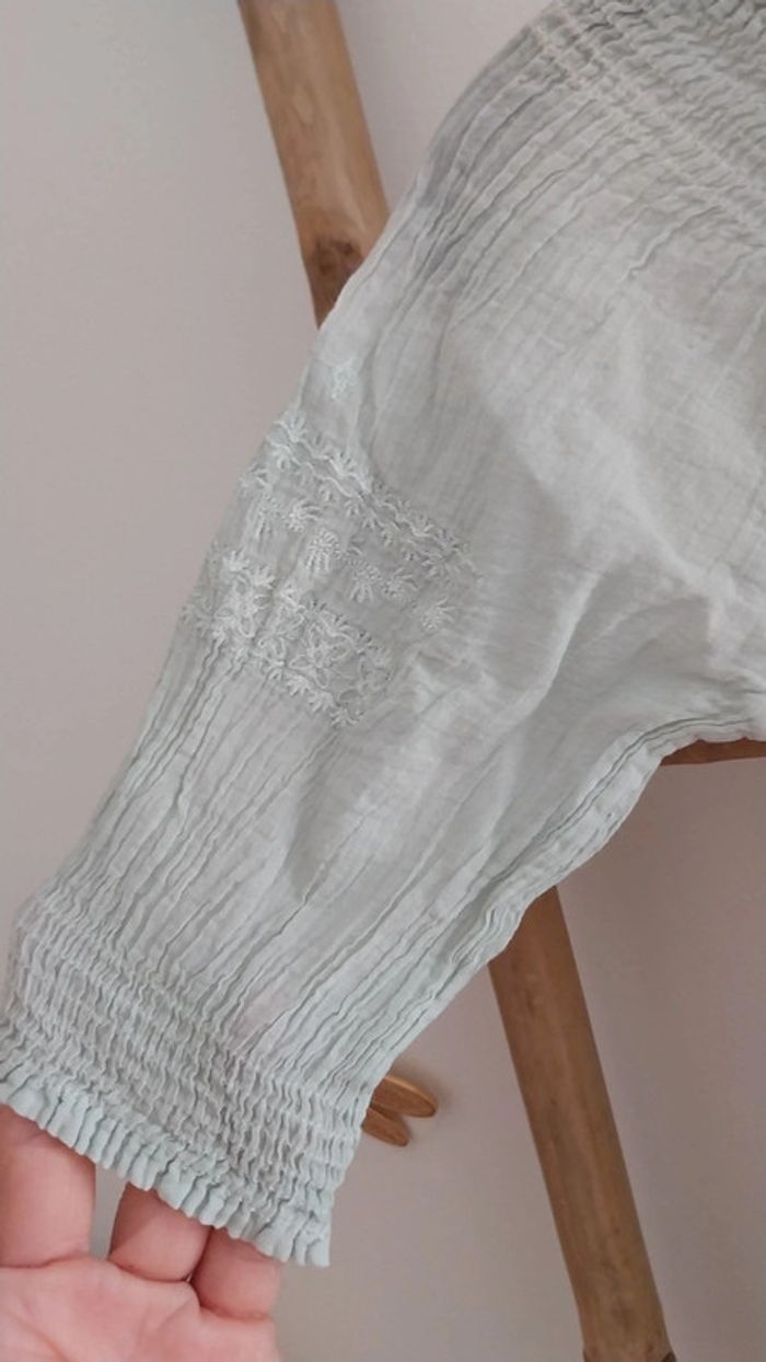 Tunique / blouse bohème vert d'eau en coton excellent état taille 4 ans - photo numéro 5