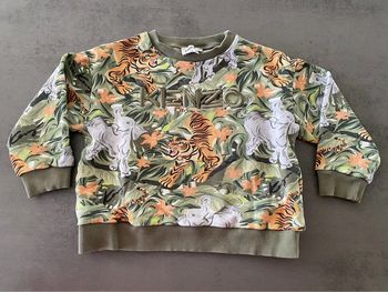 Sweat-shirt kaki avec tigres et éléphants Kenzo taille 6 ans/116 cm