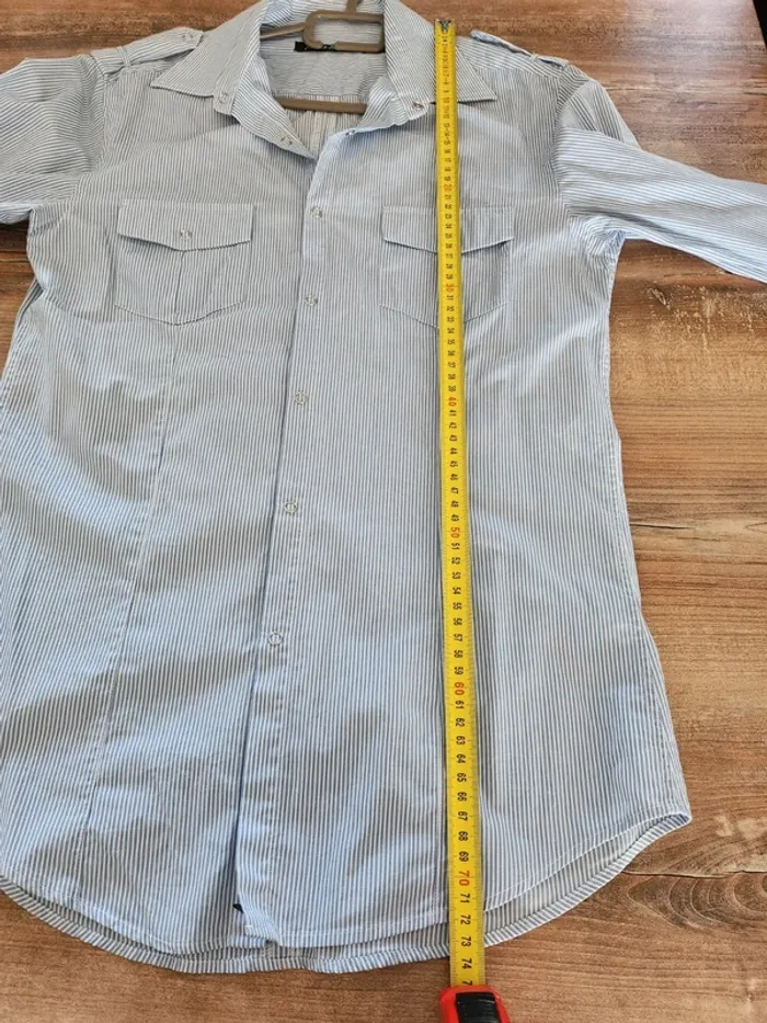 Chemise manches longues Avant première taille M très bon état bleue et blanche a rayures - photo numéro 5