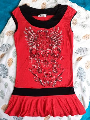 Tunique rouge et noir taille unique