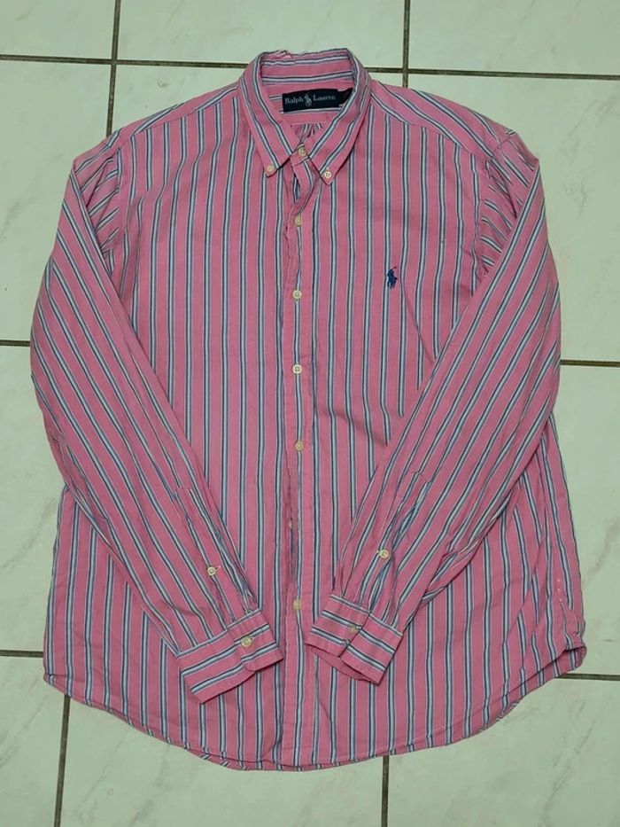 Chemise Ralph Lauren rayée rose vintage Y2K – Élégance intemporelle - photo numéro 2