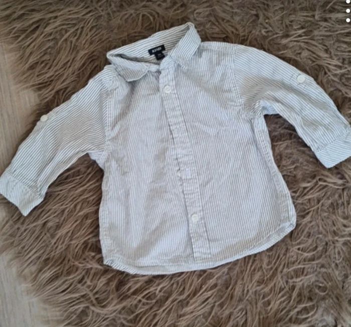 Chemise blanc rayé gris 18 mois kiabi
