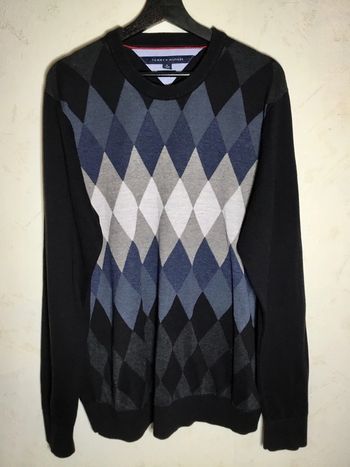 Pull col rond jacquard Tommy Hilfiger noir taille XL 058