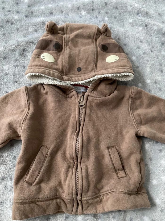 Sweat à capuche zippé chaud 6 mois - photo numéro 2