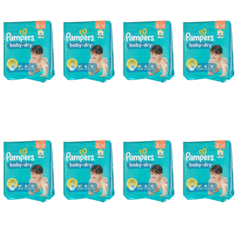 Lot de 192 Couches Pampers Baby dry  6-10kg Taille 3  Neuf