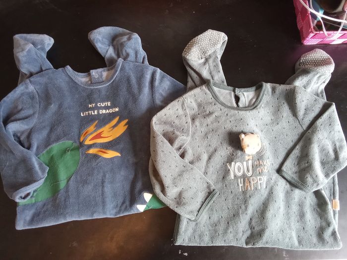 Lot de 2 pyjamas hiver polaire garçon 24 mois, 2 ans, Kiabi, petit béguin, bleu,gris, 1 pièce